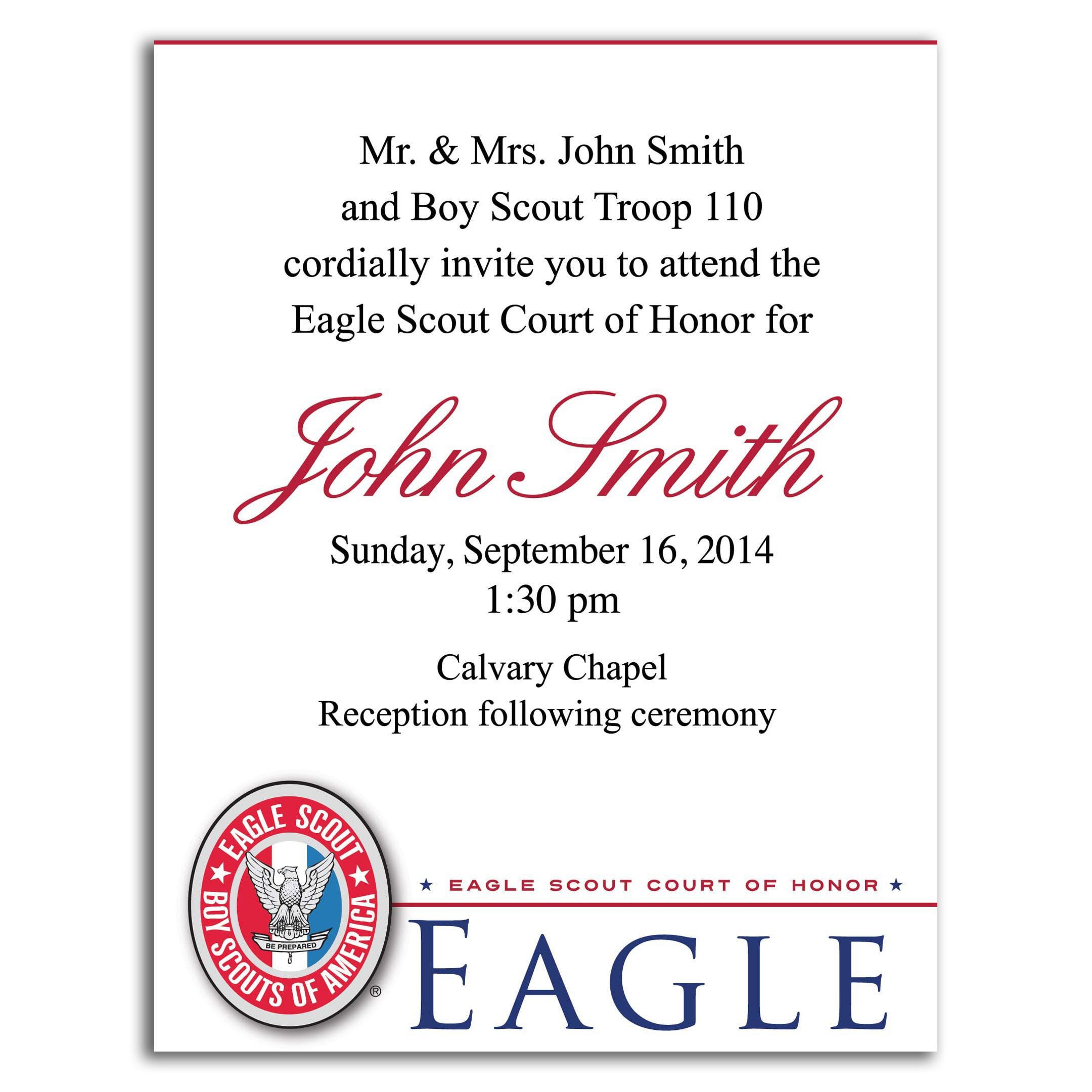Eagle Scout Court of Honor Invitations 50pk Scouting America